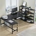 L Shaped Computer Desk 63'' Corner Gaming Desk with Keyboard Tray & LED Lights