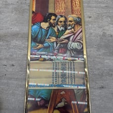 Vintage Jesus Lithograph The Last Supper Gold Frame Print