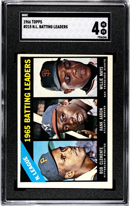 1966 Topps BATTING LEADERS AARON MAYS CLEMENTE #215 SGC 4 VG/EX CONDITION! (2)