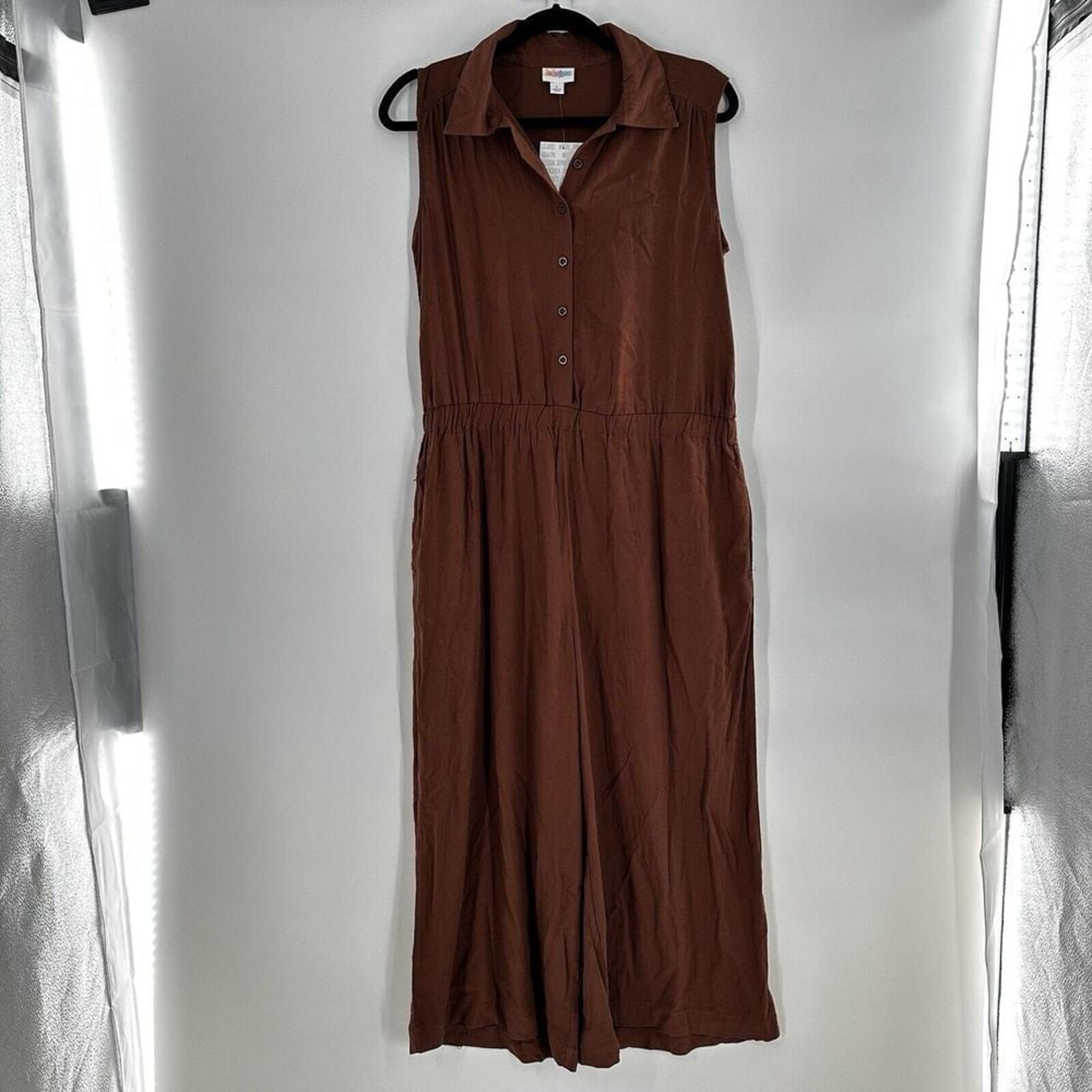 Lularoe Romper/jumpsuit Brand New with Tags Sz Large ~ Brown ~ Collar Tank Top