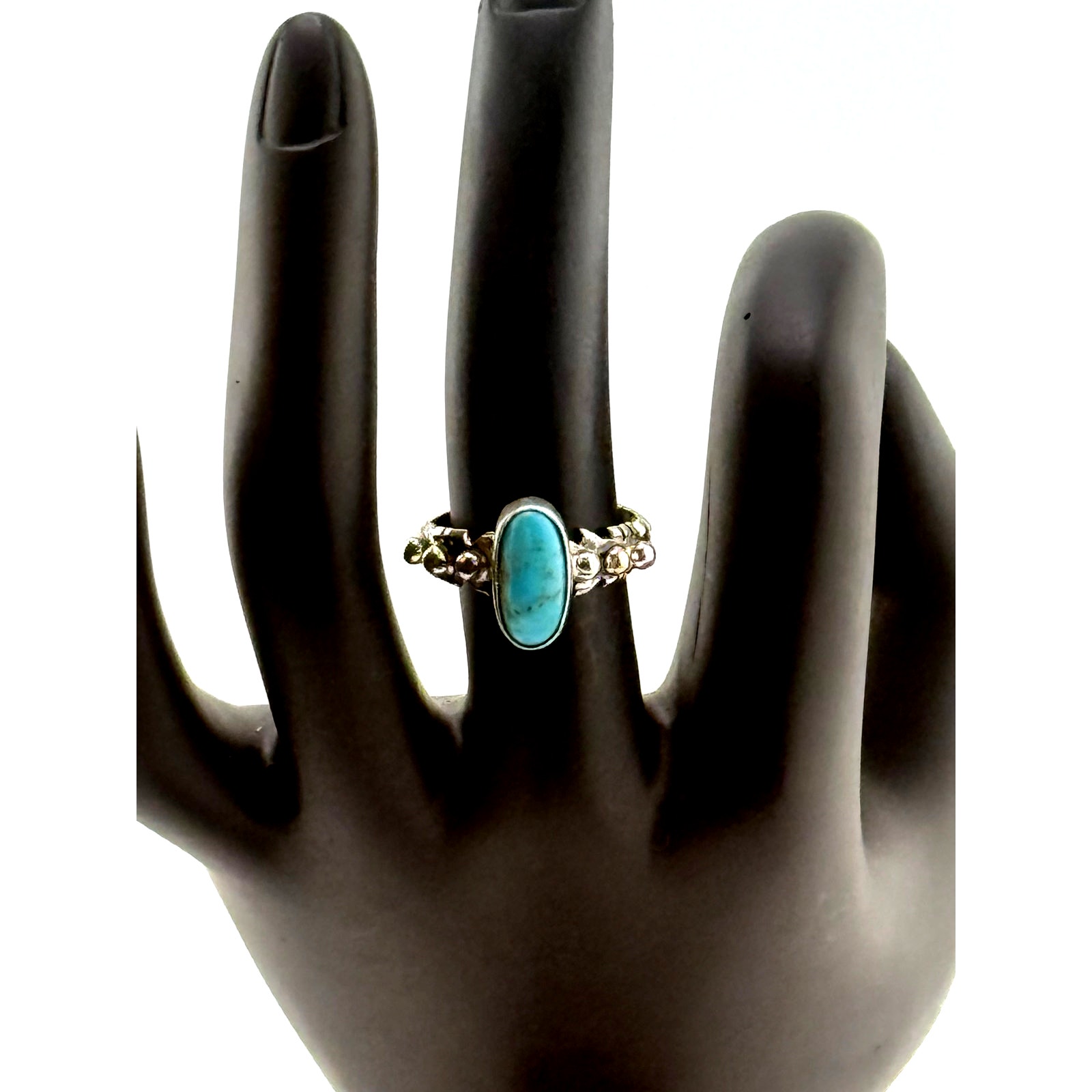 Navajo Andrew Vandever Turquoise Sterling Silver Ring Size 7