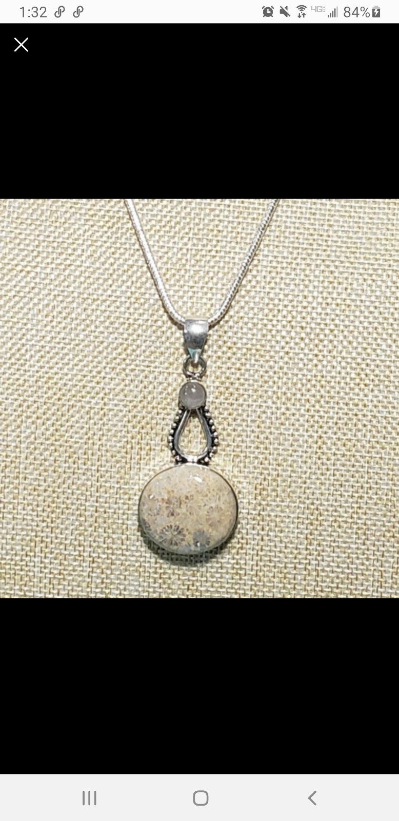 Fossil coral rose quartz 925 silver unisex pendant necklace