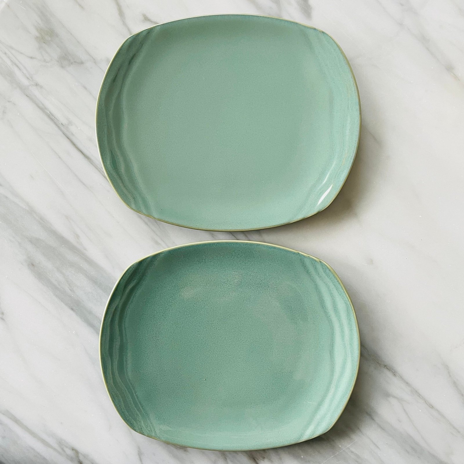 Pfaltzgraff•NWT•Set of (2) VINTAGE Seychelles Buffet Plates•Green Sea•10”x 8”