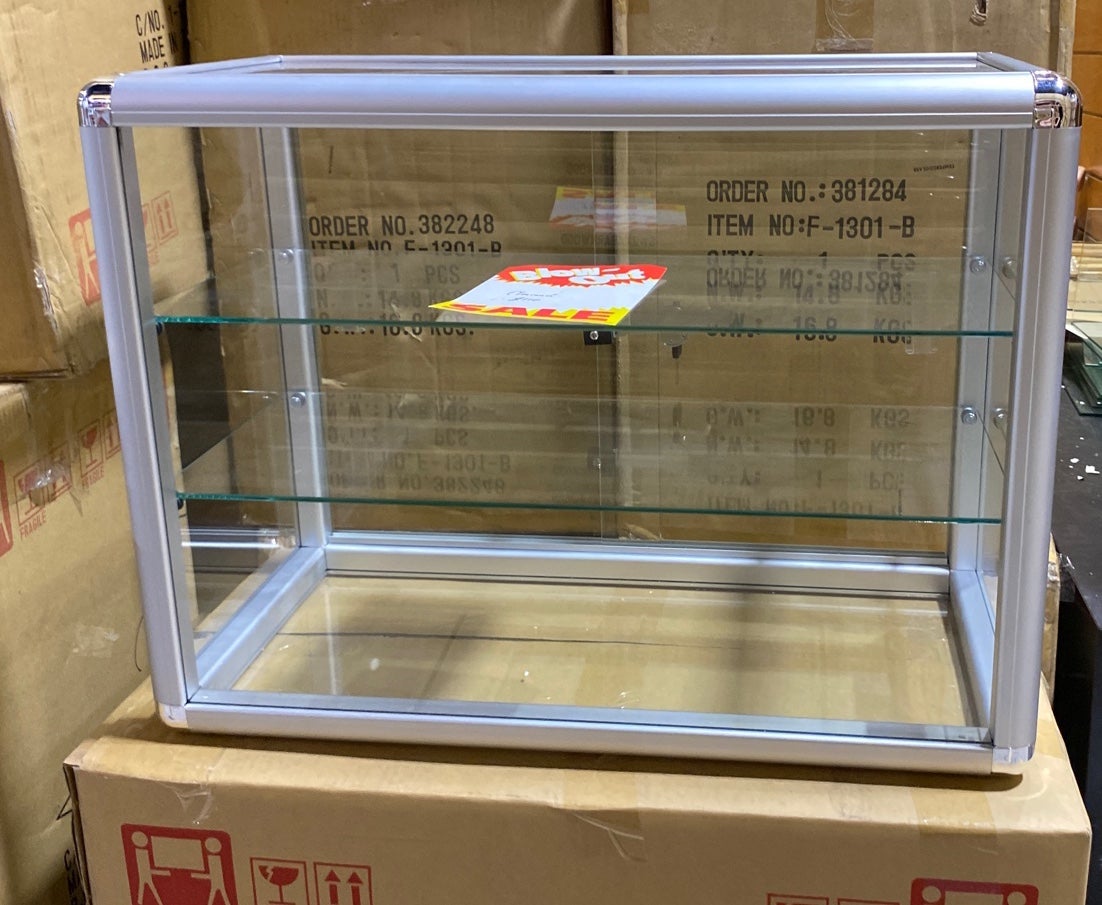 Silver counter top glass display