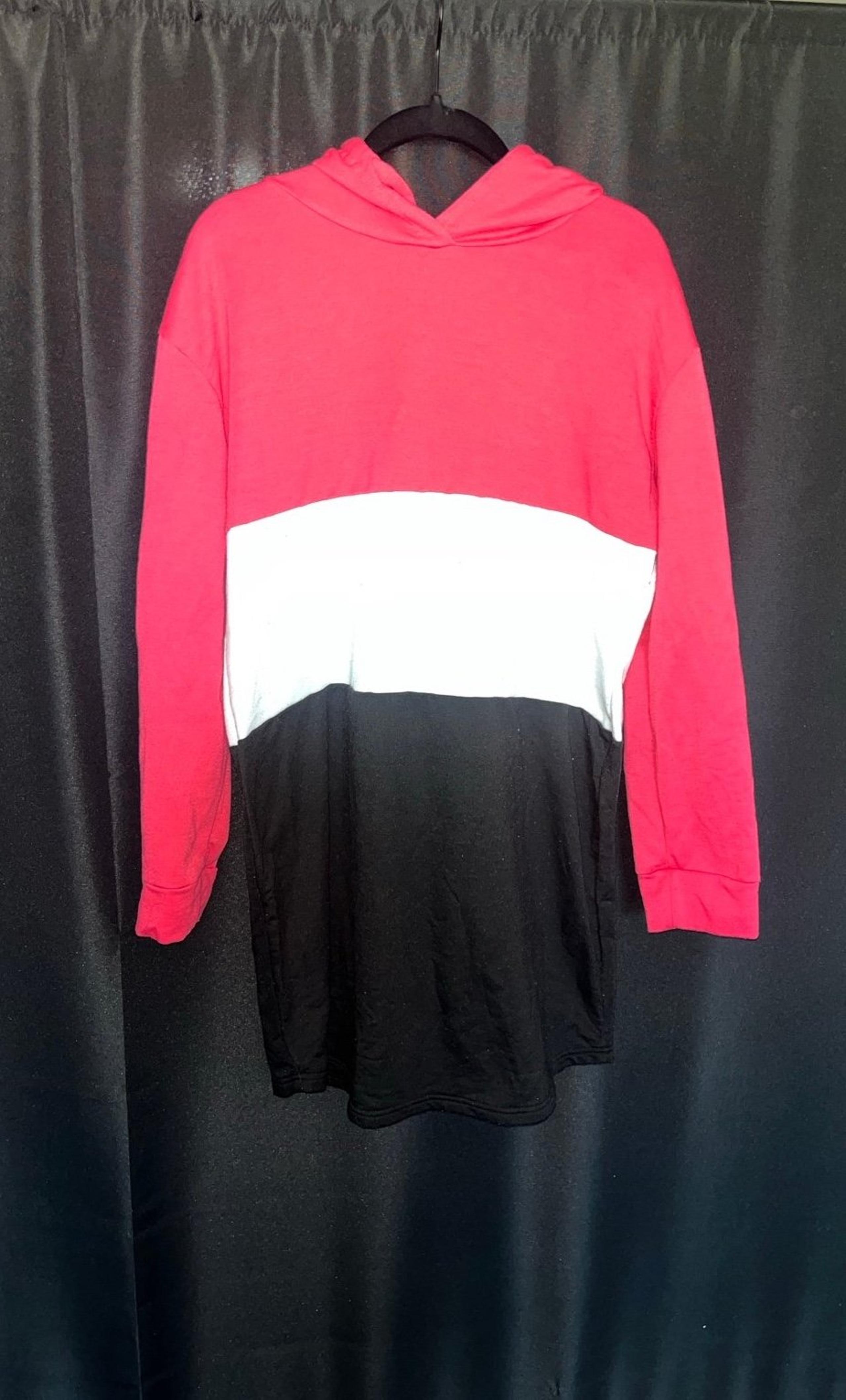 Juniors Color block long hoodie ships free