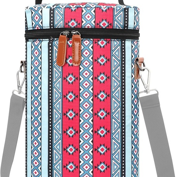 Cooler Bag for 2 Wine Bottles,With Padded Divider & Adjustable Shoulder Strap