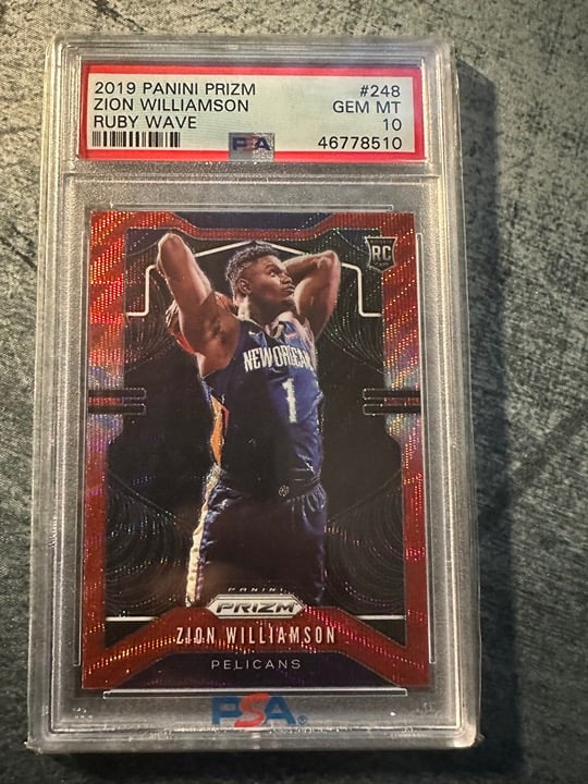 2019 Panini Prizm Zion Williamson Ruby Wave GEM MT 10 (PSA)