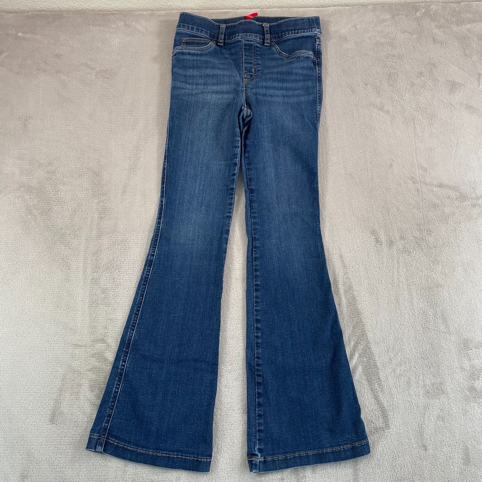 SPANX Flare Leg Blue Pull-on Stretch Denim Jeans Small PS Petite 20327Q 148
