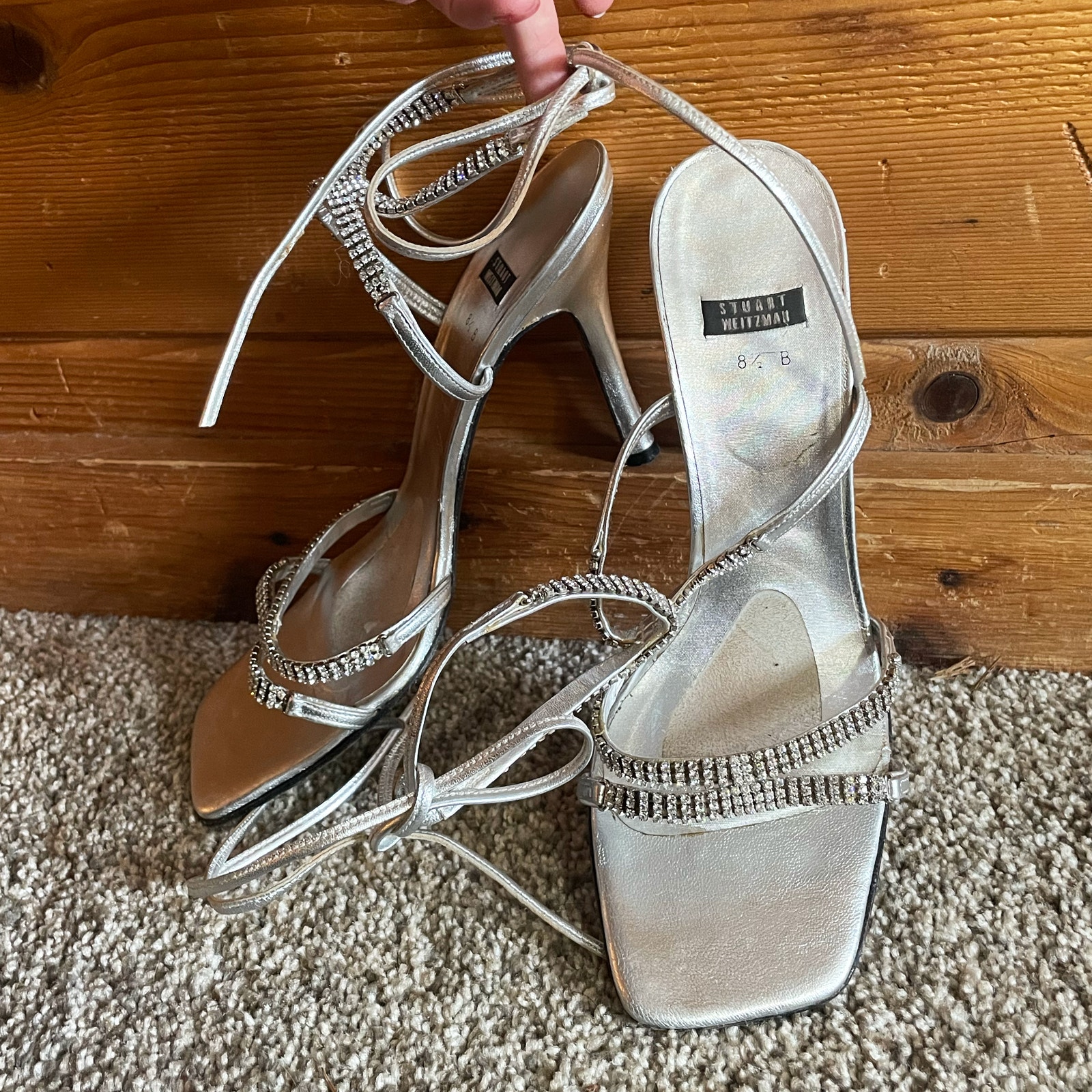 Stuart Weitzman Million Dollar Shoe Sandals in Silver / Swarovski Crystals
