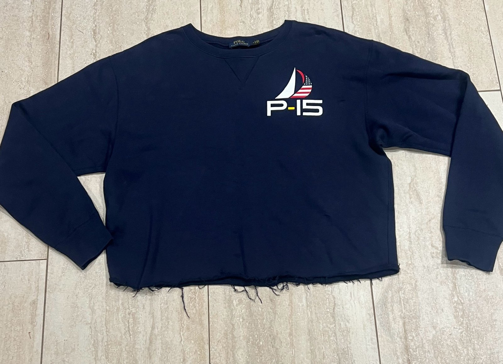 Polo Ralph Lauren Women's P-15 Offshore Sailing Cropped Sweatshirt Navy Size M