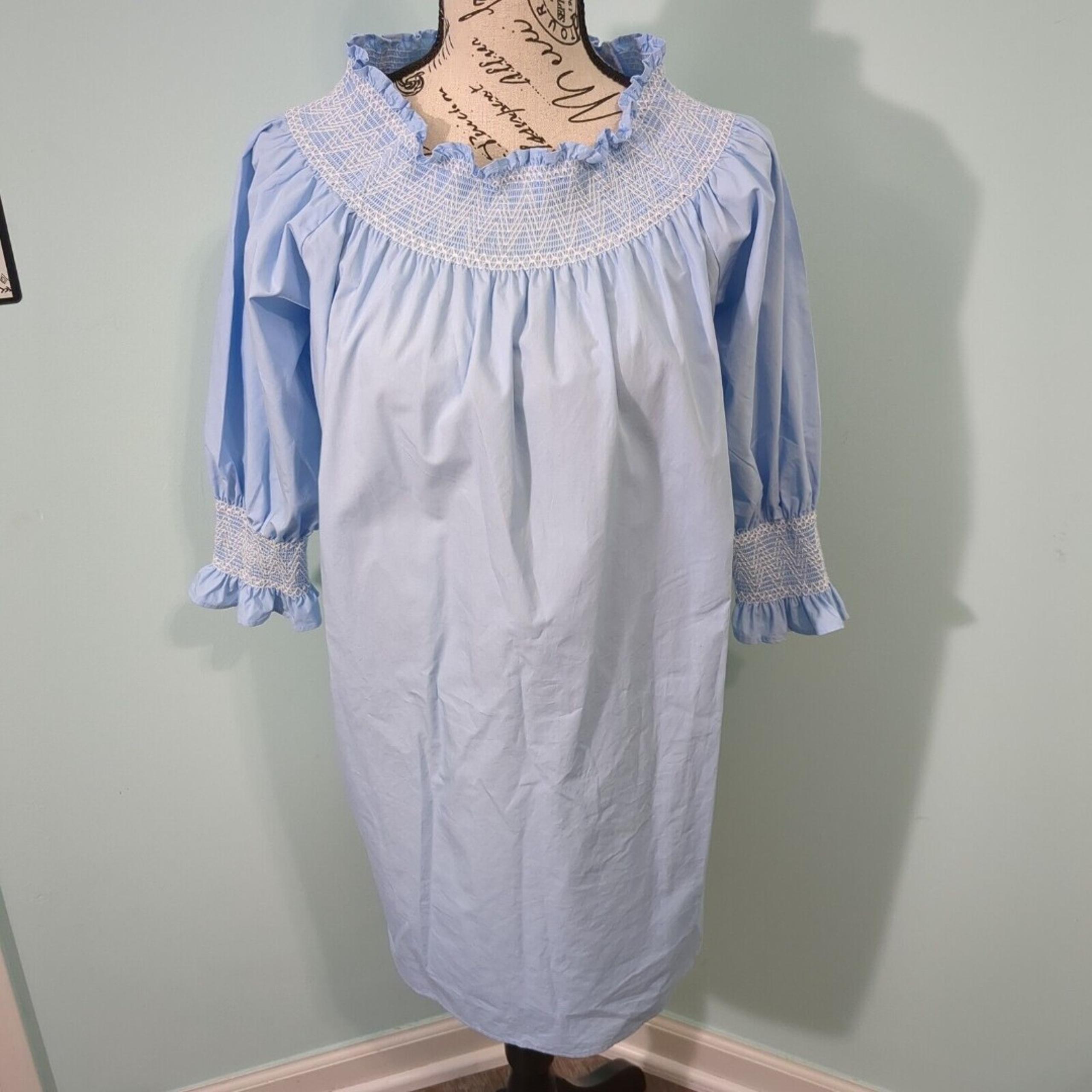 Zara Women's Blue Off the Shoulder Poplin Tunic Dress Size medium