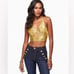 NWT Ramy Brooke silk Exclusive Adriana metallic crop top size 6