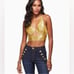 NWT Ramy Brooke silk Exclusive Adriana metallic crop top size 6