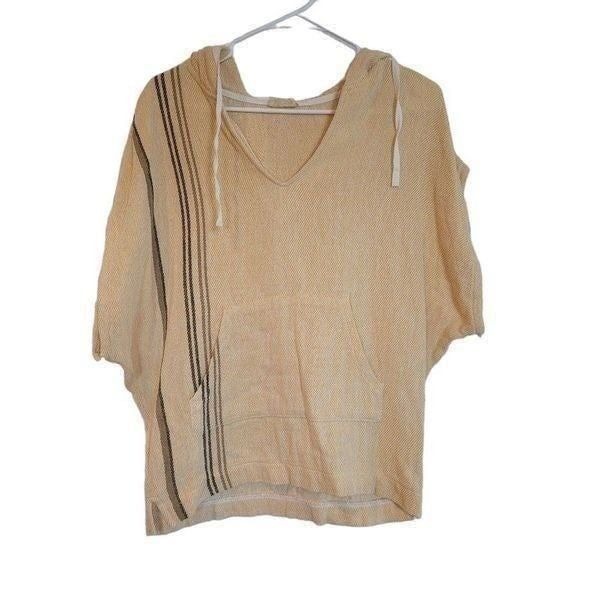 Alternative Women's Yellow Cotton Short Sleeve Hooded Poncho Shirt EUC sz XS/S