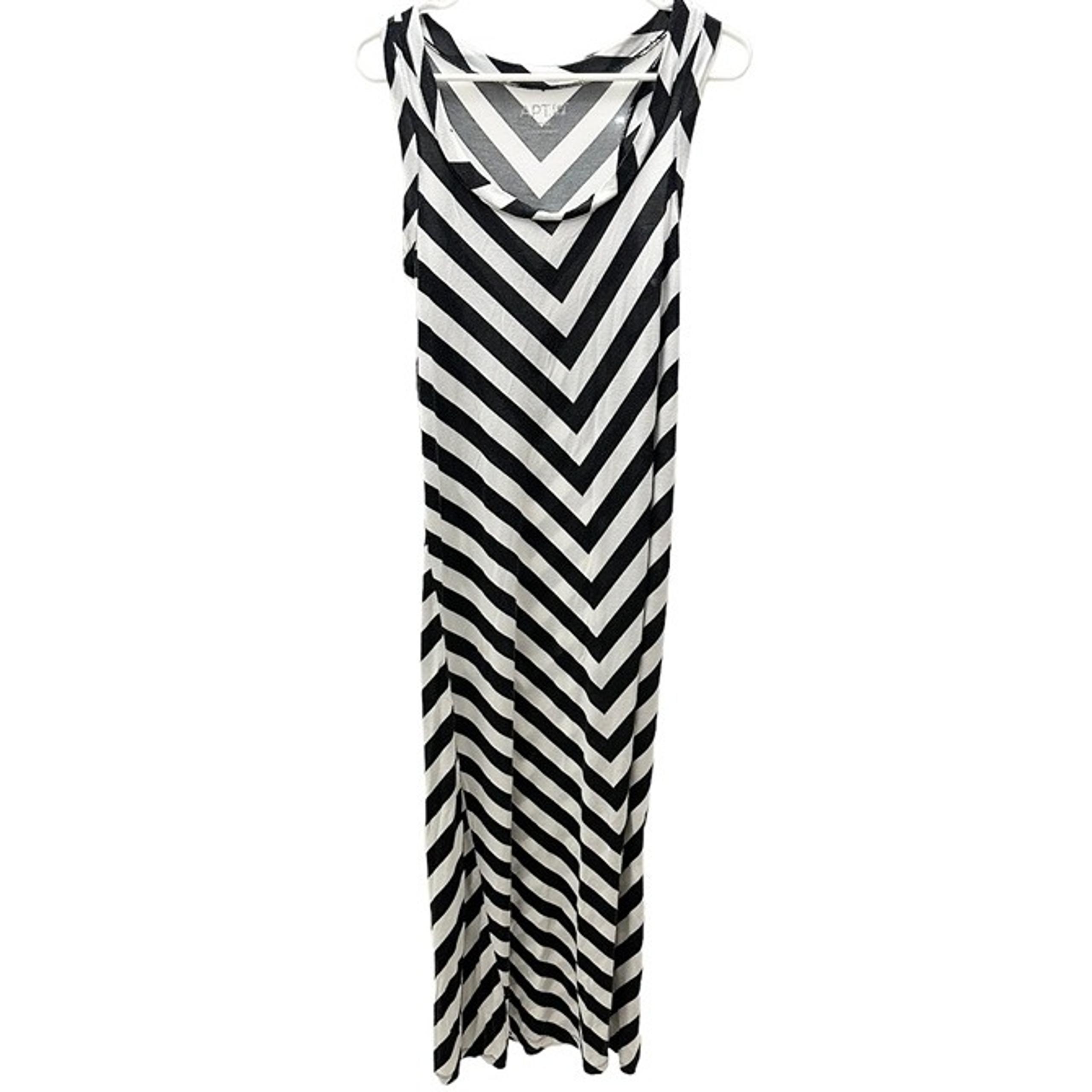 Apt 9 Racerback Tank Maxi Women Dress Sleeveless Chevron Strip Black White Small