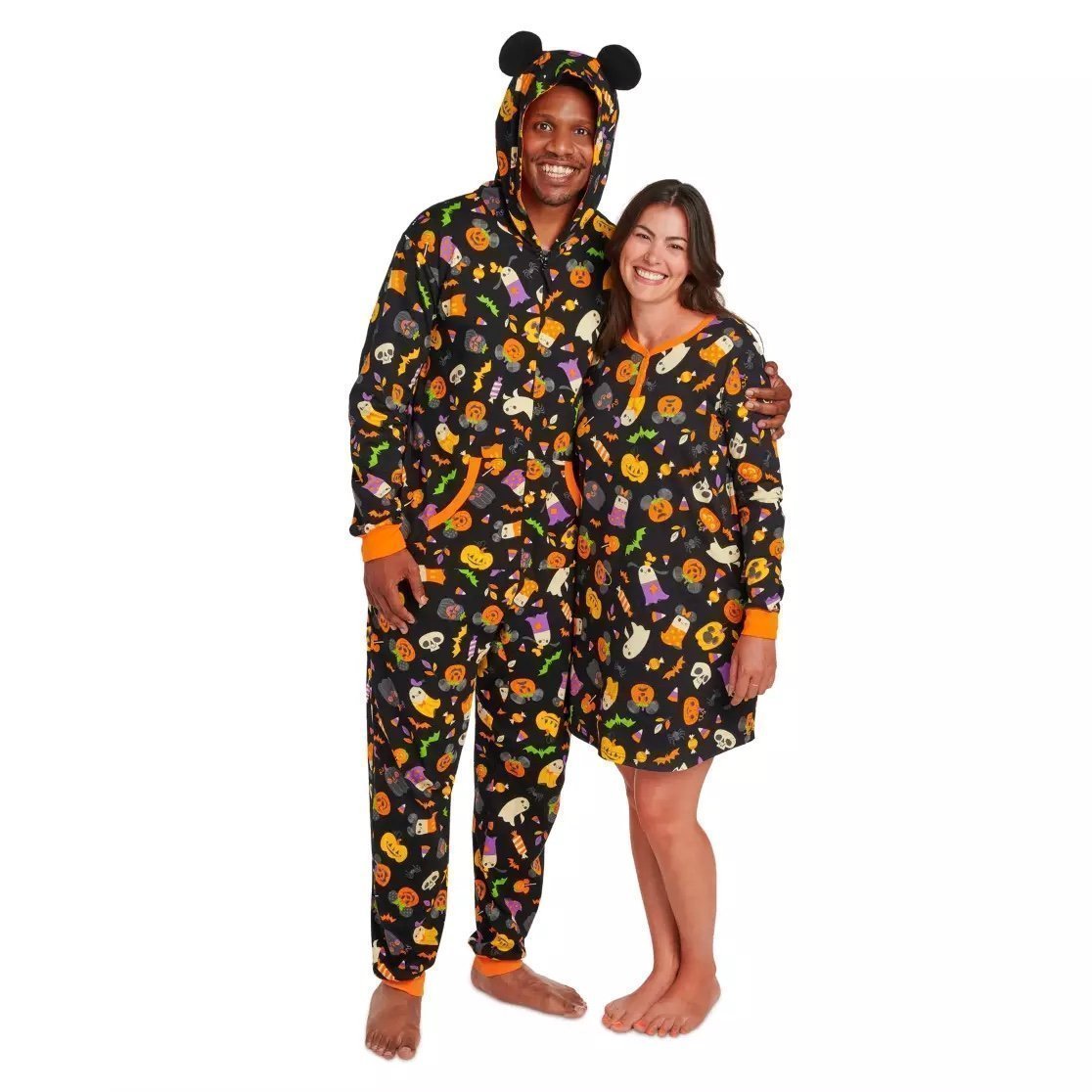 NEW Disney Mickey Mouse Pumpkin Halloween One-Piece Pajama for Adults Size XL