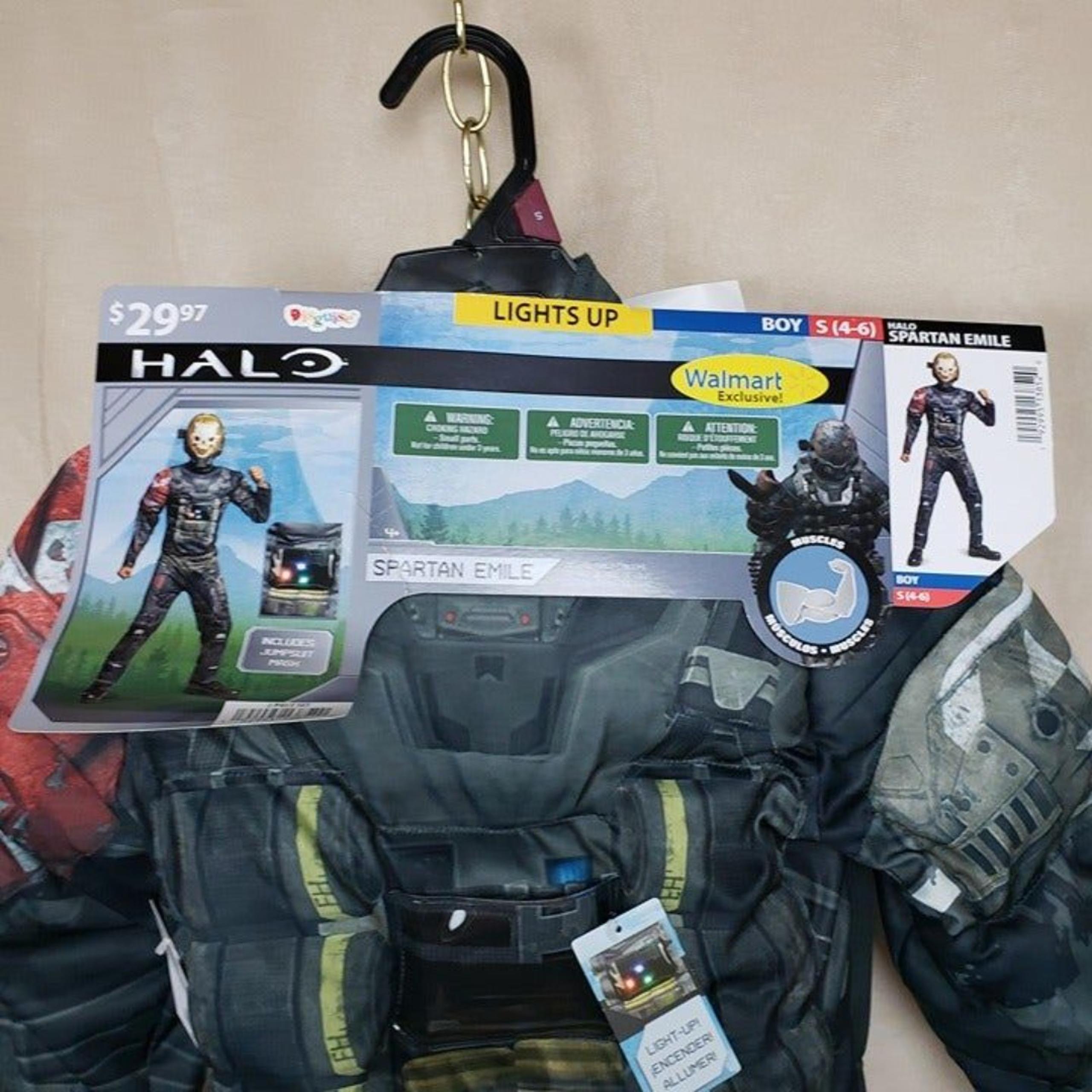 Halo Spartan Emile, Lights Up, Boy's Small 4-6 Halloween Costume Jumpsuit, Mask