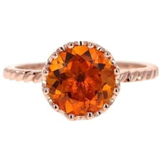 14k Rose Gold 1.50Ct Natural Round Orange Maidera Citrine Solitaire Bezel Ring