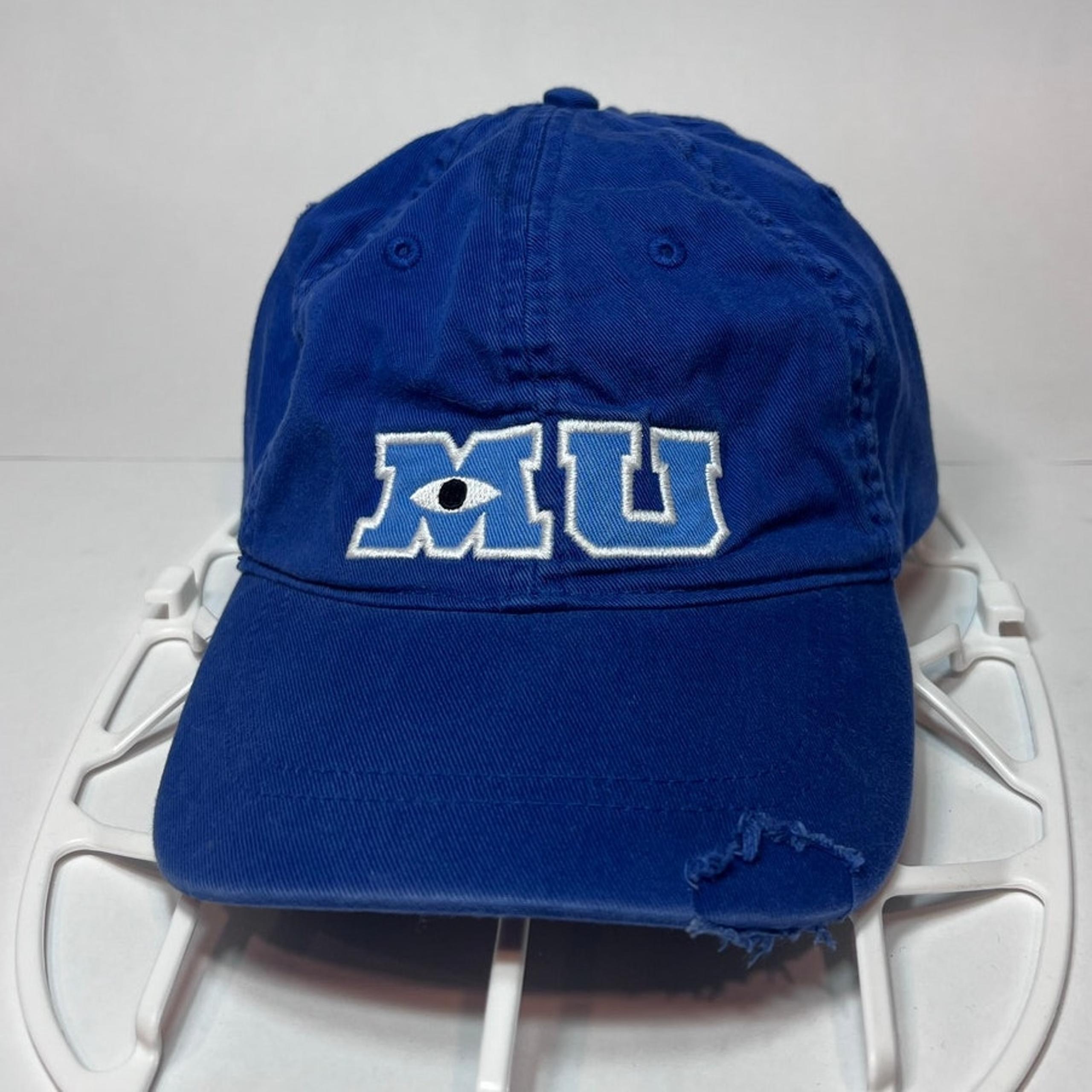 Disney MU Hat Monster Baseball Cap Adult One-Size Royal Blue Distressed Adjust
