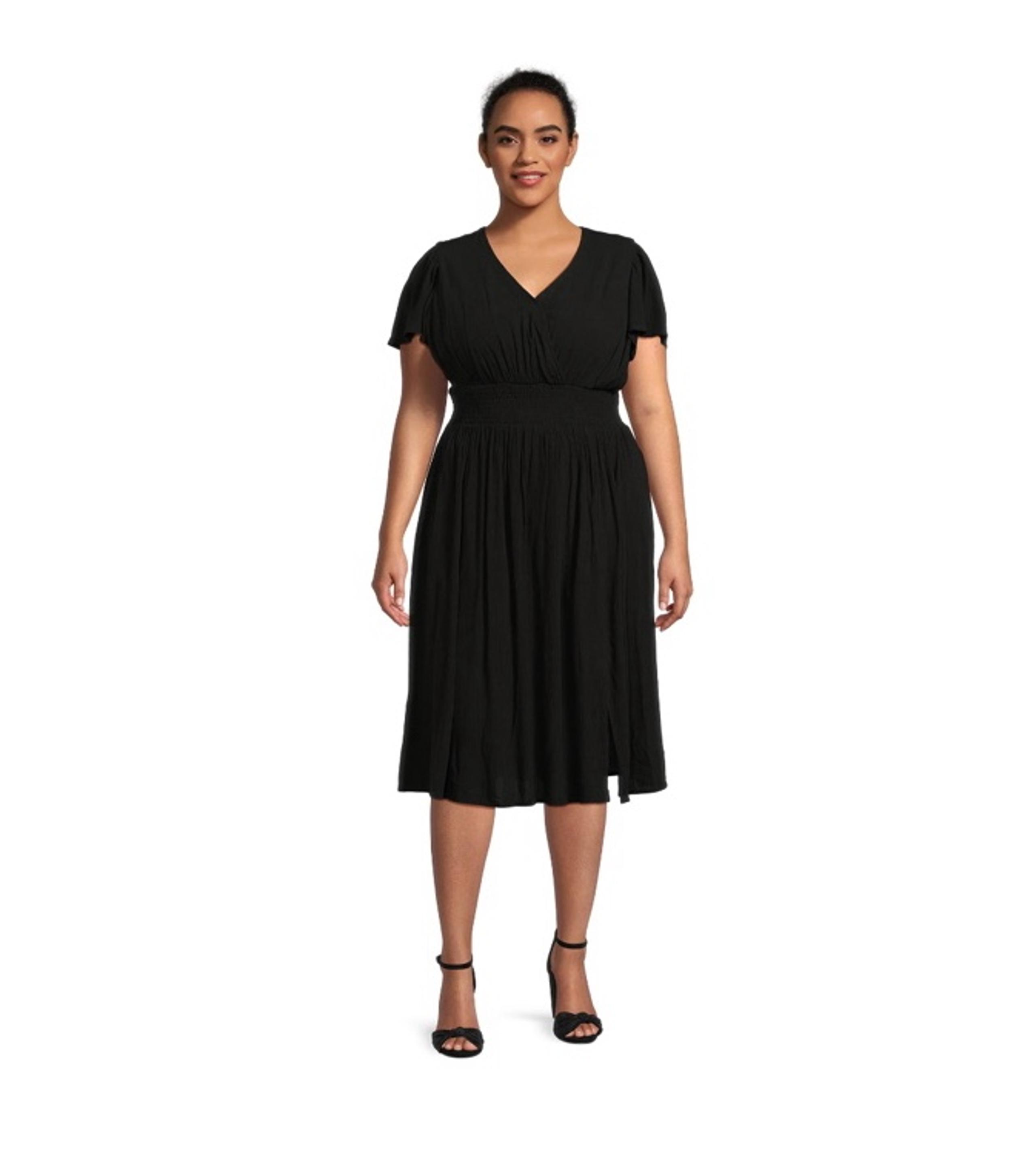 Terra & Sky Women's Plus Size Surplice Midi Dress