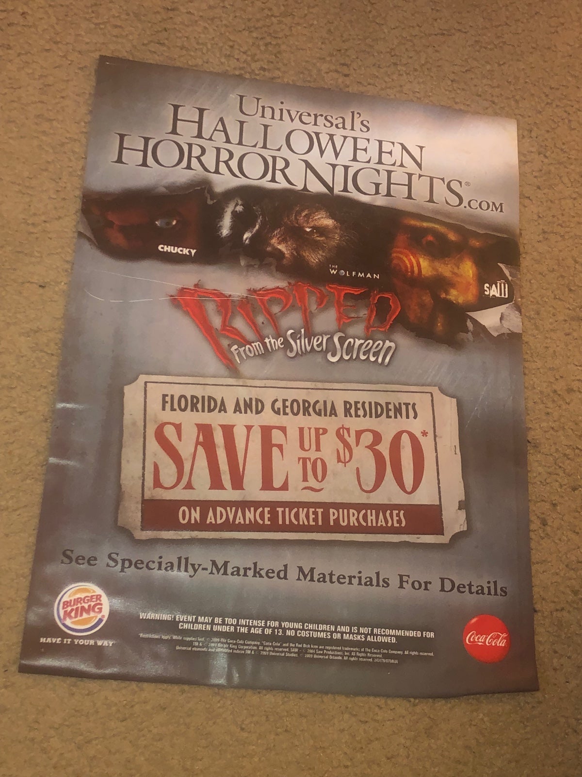 Halloween Horror Nights 2009 Theme park Vinyl Poster