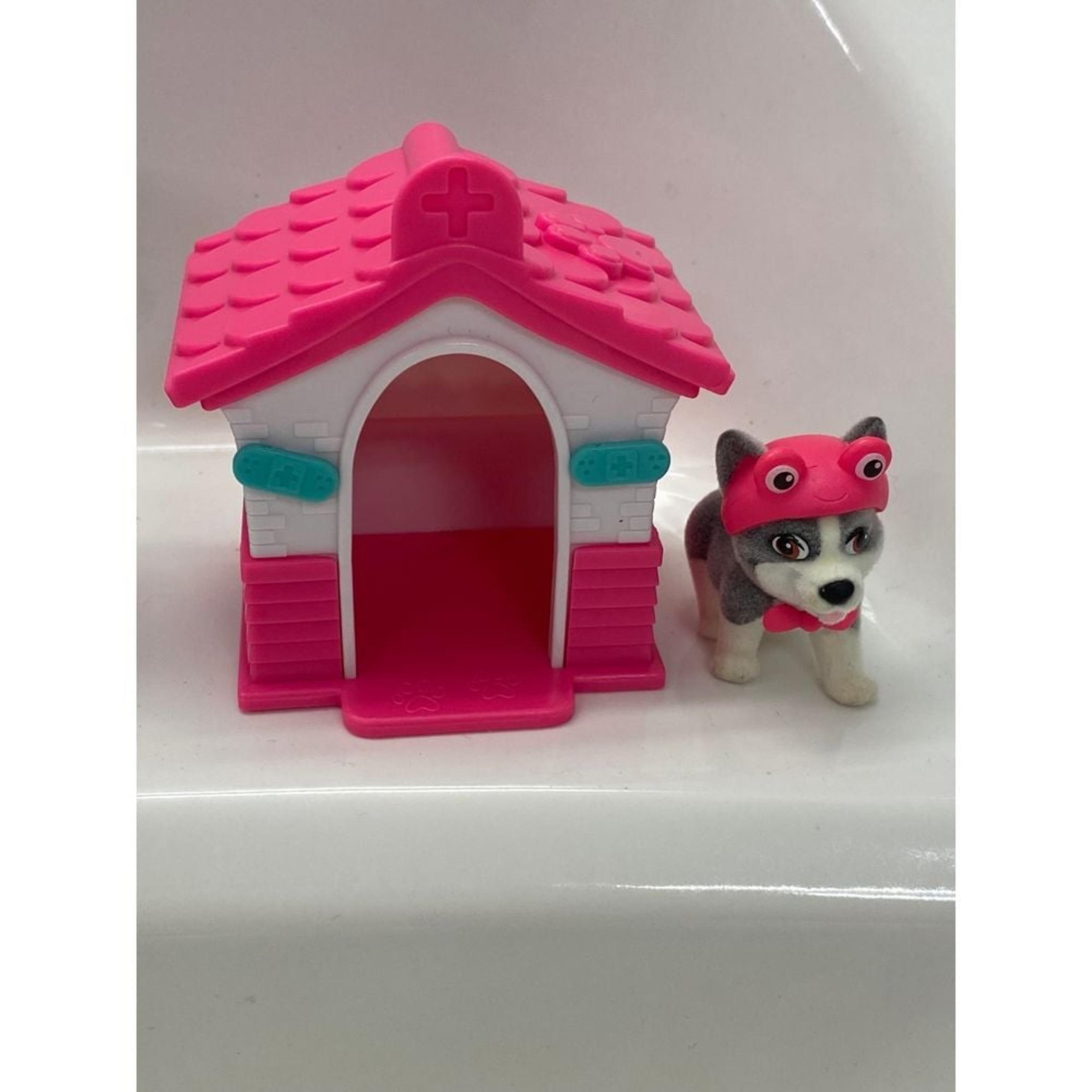 Barbie Pink Dog House Pet Accessory with Plush Husky Toy Kids Playset