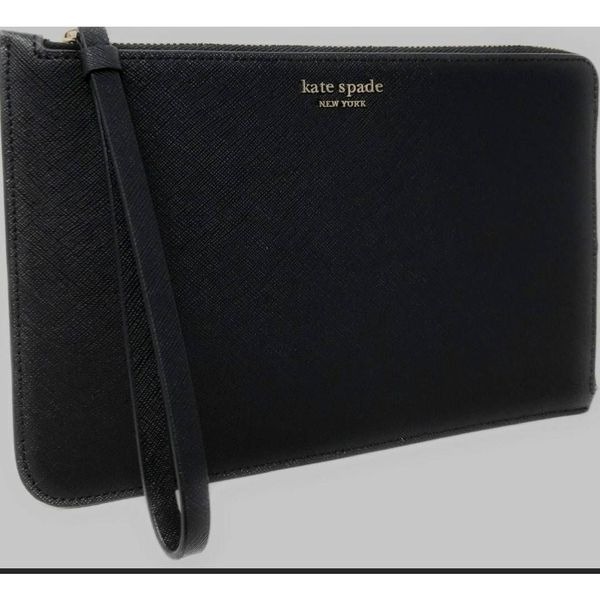 Kate Spade Large L-Zip Cameron Saffiano Leather Wristlet Black. Excellent condit