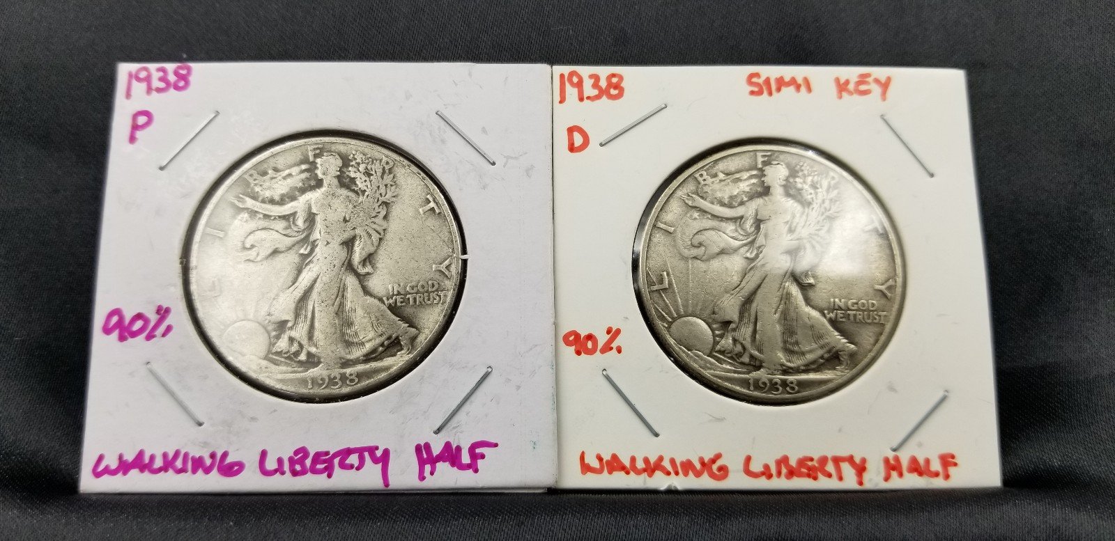 1938-P,D SILVER WALKING LIBERTY HALF DOLLARS (SIMI KEY)