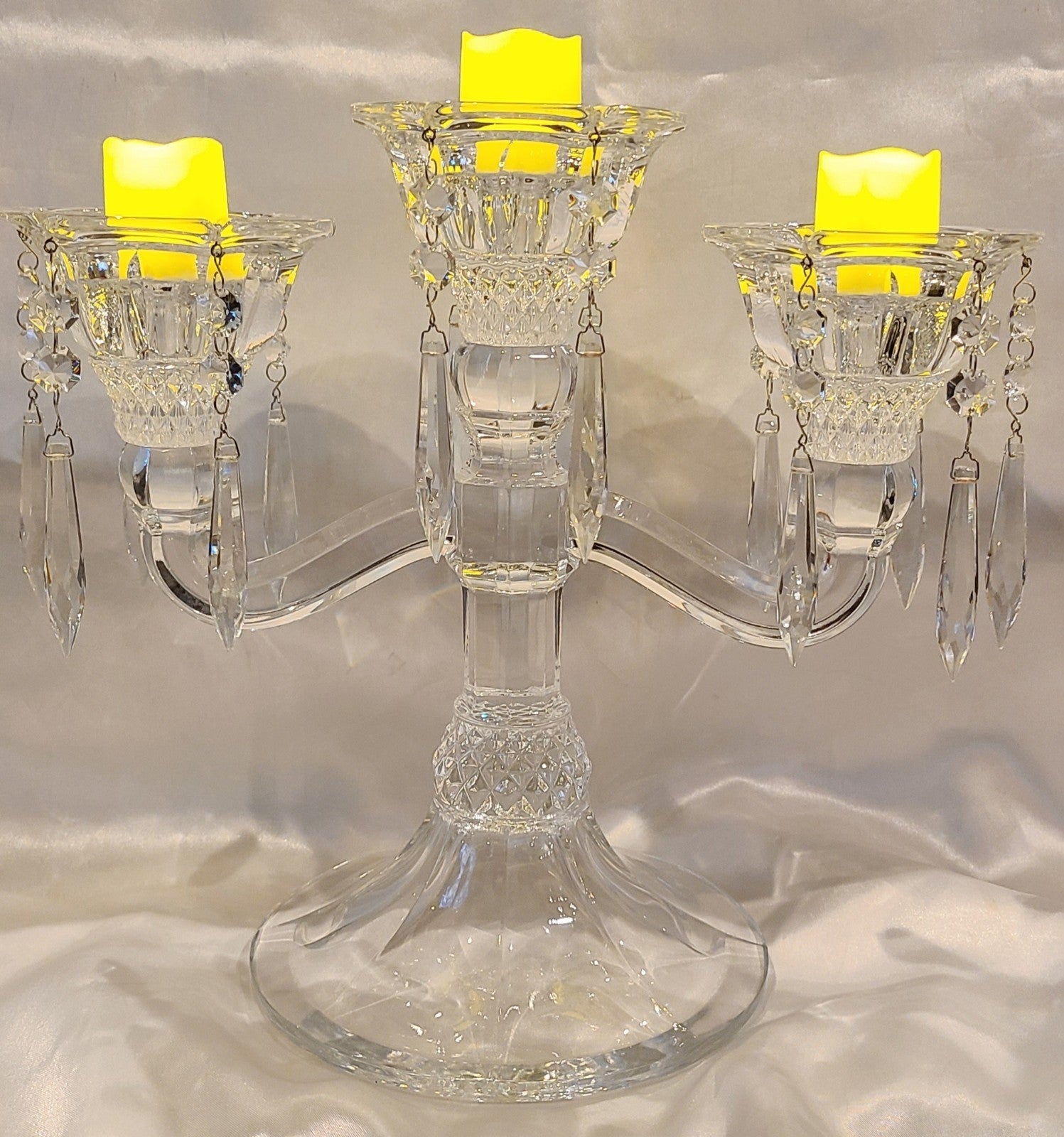 Shannon Crystal Celeste Three Light Candlelabra by GODINGER