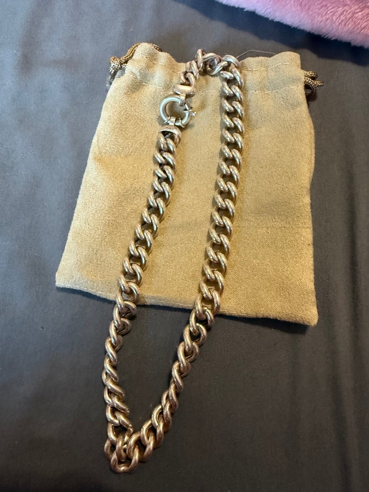 Large link sterling silver necklace 17 inches