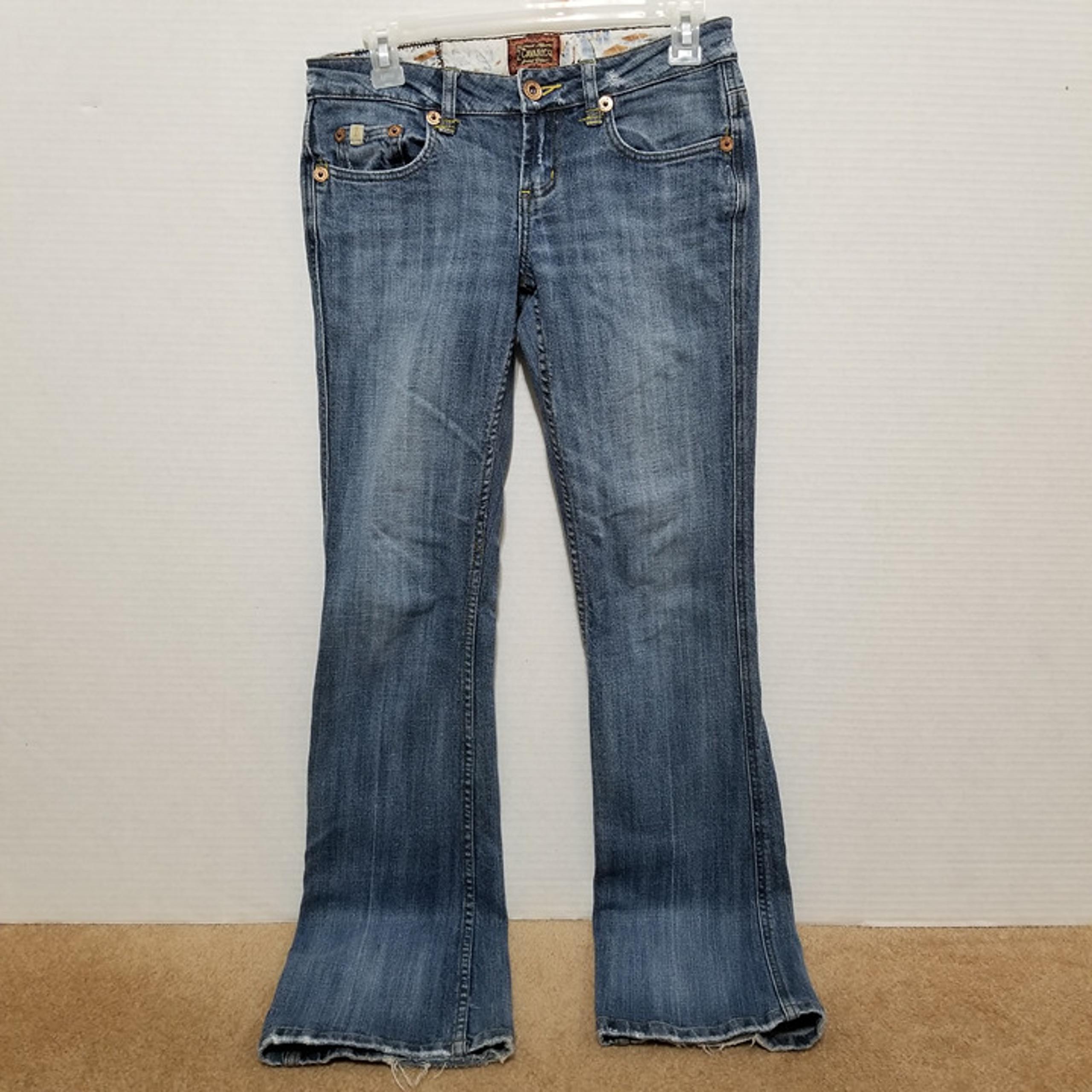 Z. Cavaricci jeans 3 distressed bootcut flare whiskered patch pocket denim Y2K