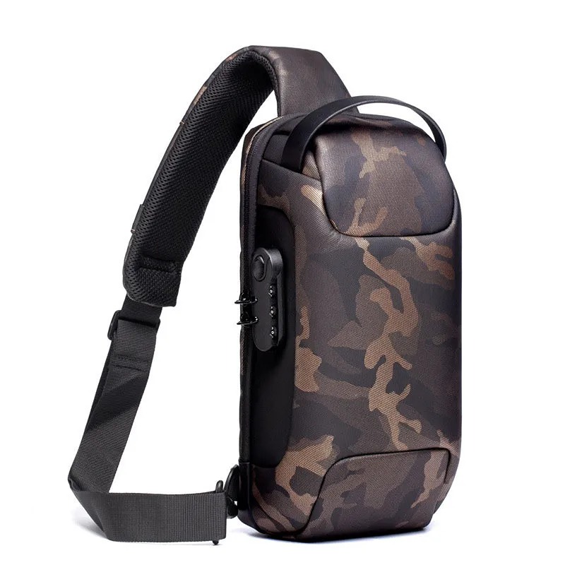 Sling Bag, Waterproof Men's Chest Shoulder Bags Crossbody Sling Backpack Gray