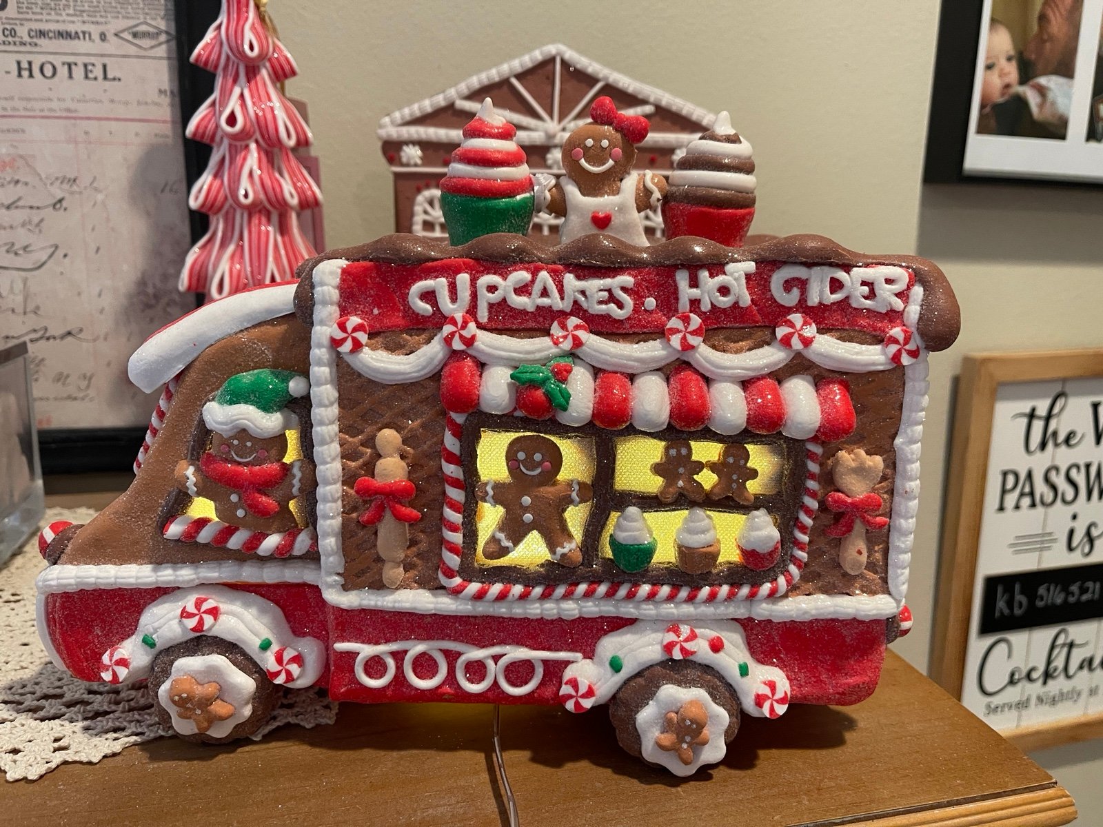 Christmas Gingerbread Food Truck with Icing, Peppermint and Glitter