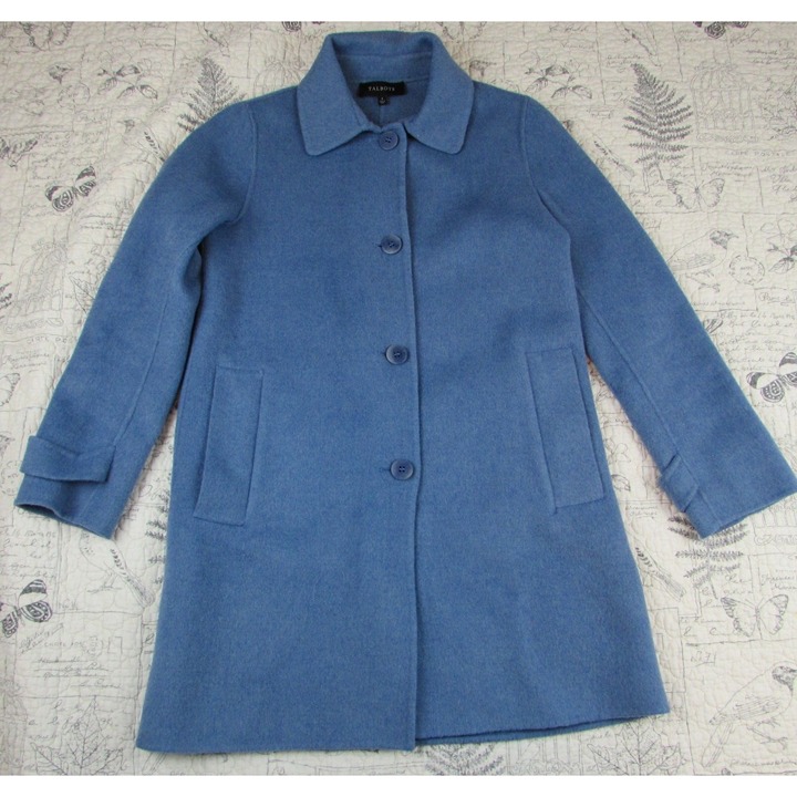 Perfect Talbots soft Wool Blend Car Coat lined gorgeous blue womens sz 2