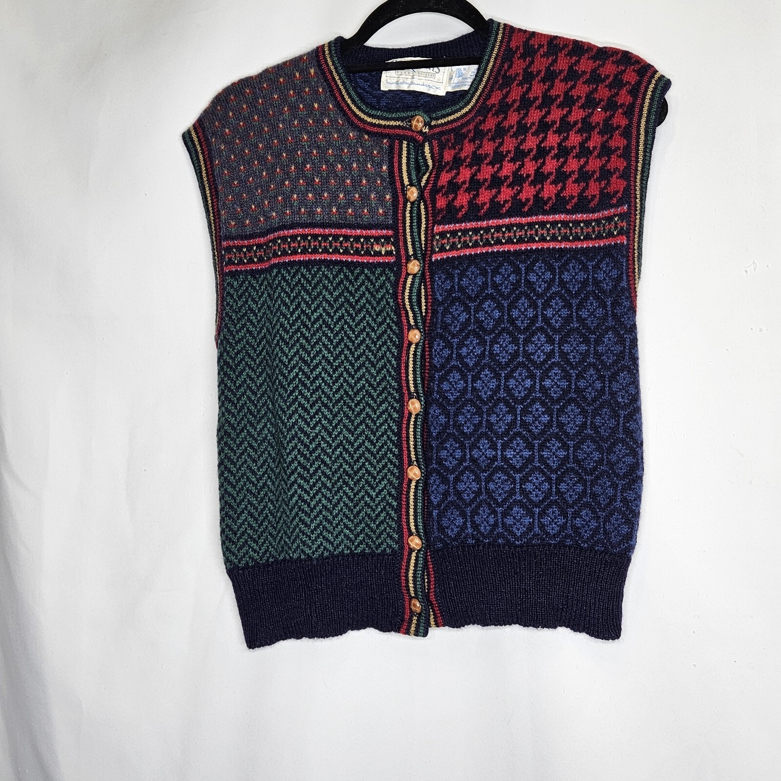 Vtg Susan Bristol Knit Wool Sweater Vest 1987 Components Faire Isle Women L