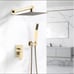 Bronze Shower System 12inch Brushed Gold Faucet Mixer Trim Kit (Valve Included)