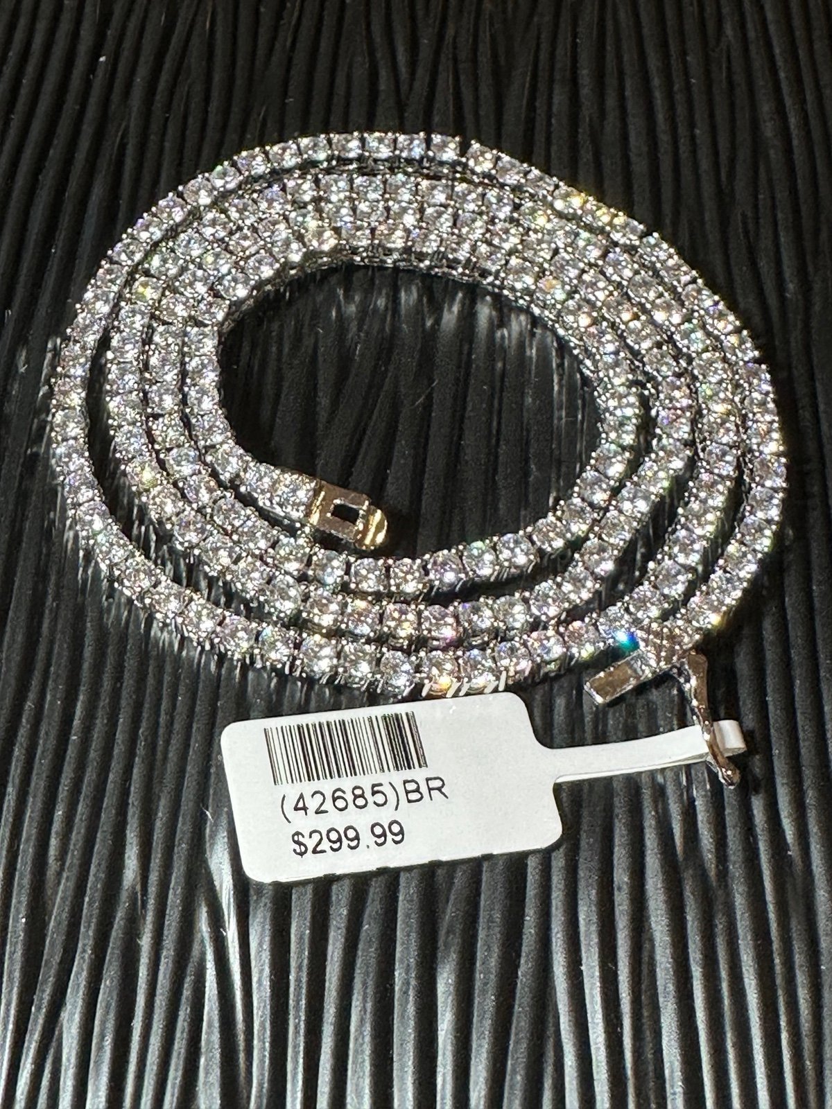 14K GOLD PLATED ICED OUT DIAMOND SIMULATED TENNIS CHAIN 20 INCHES