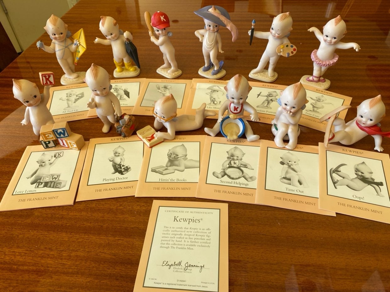 Set of 10 1990 Franklin Mint Kewpie Figurines