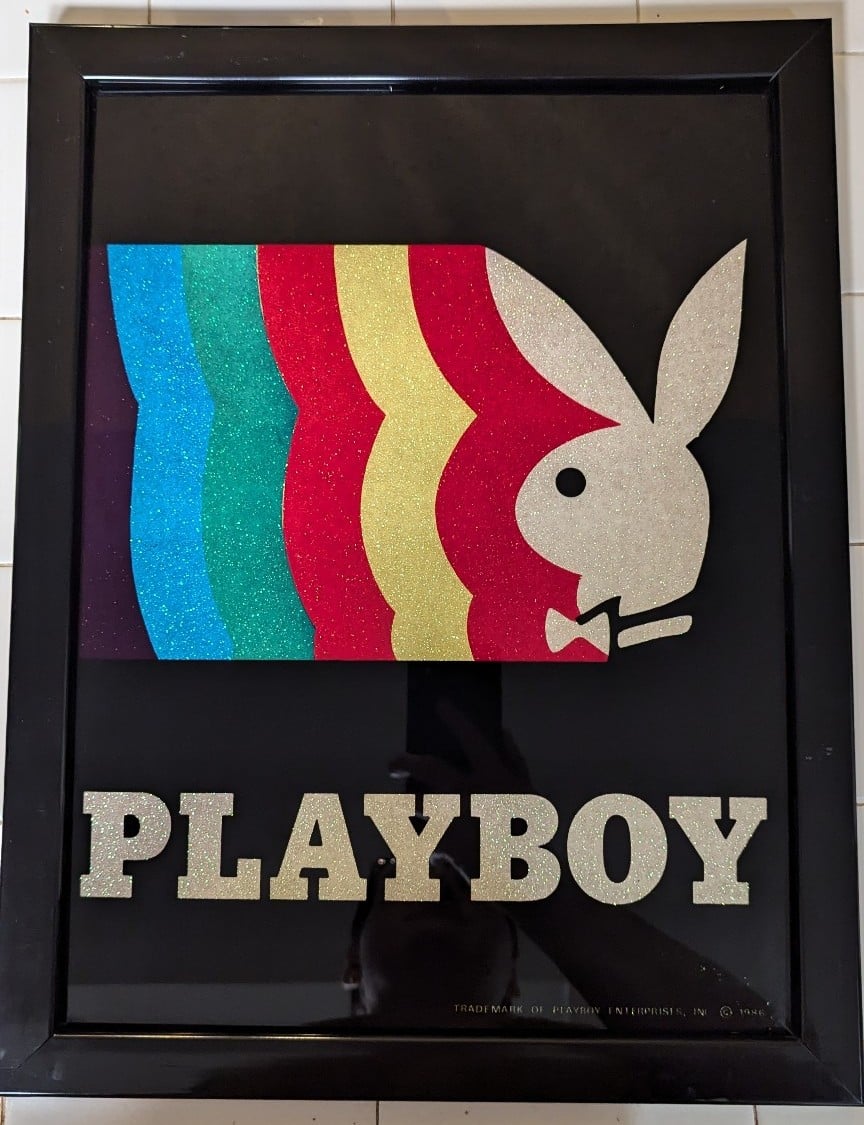 RARE 1986 Framed Rainbow Playboy Logo
