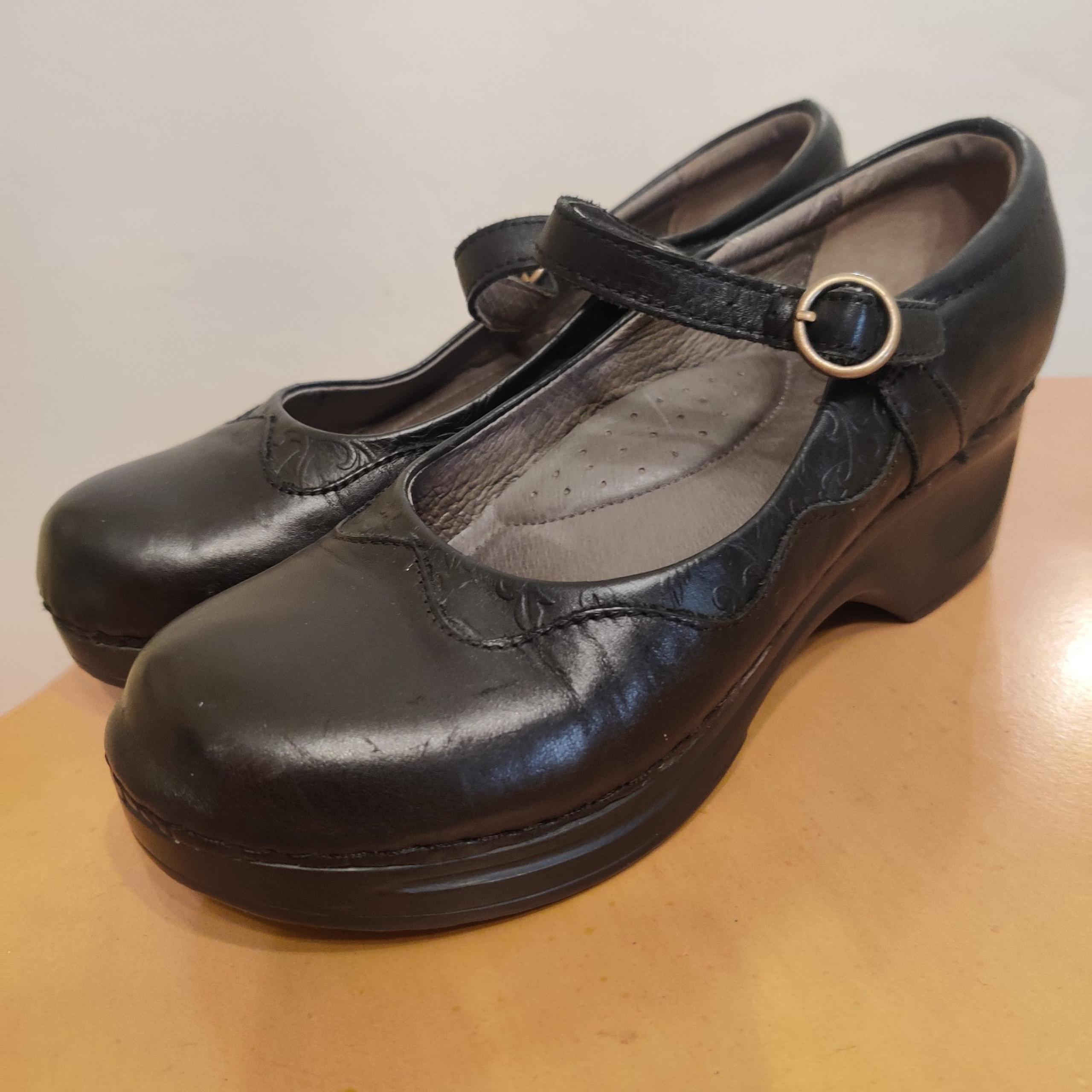 Sanita Mary Jane Black leather shoes 8.5/39