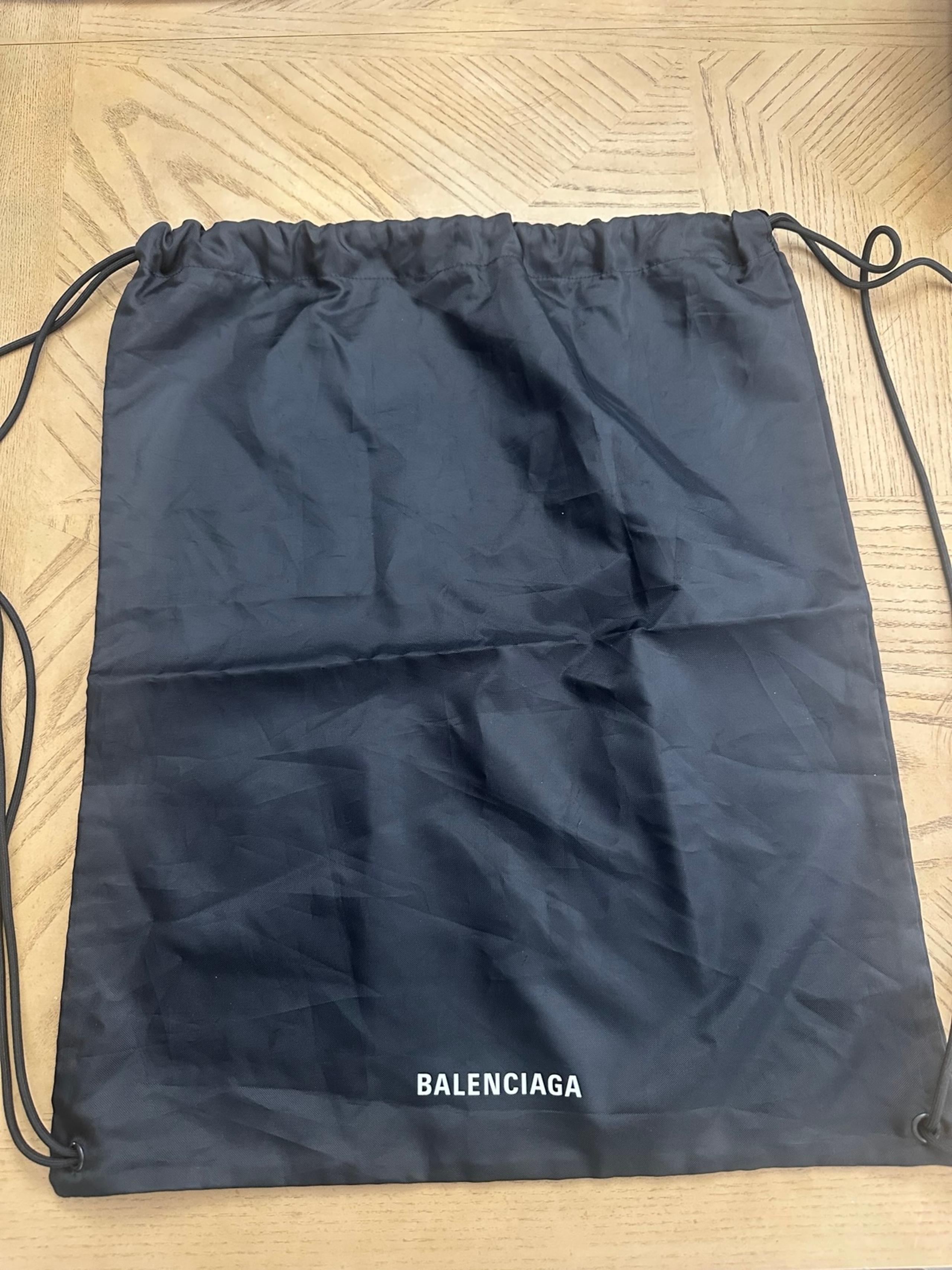 Balenciaga Drawstring Backpack - Black with white logo