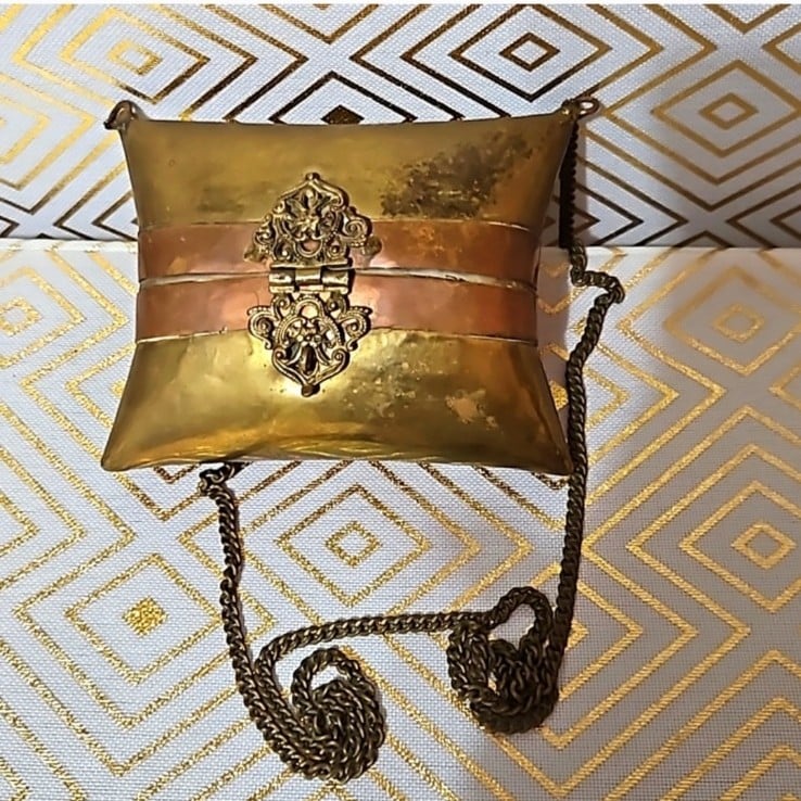 Vintage 1930's Brass n Copper Pillow Purse