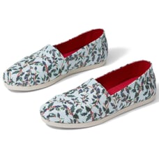 NWT TOMS Mint Holly Jolly Shimmer Classic Slip On Sz 5 Glitter Christmas Holiday