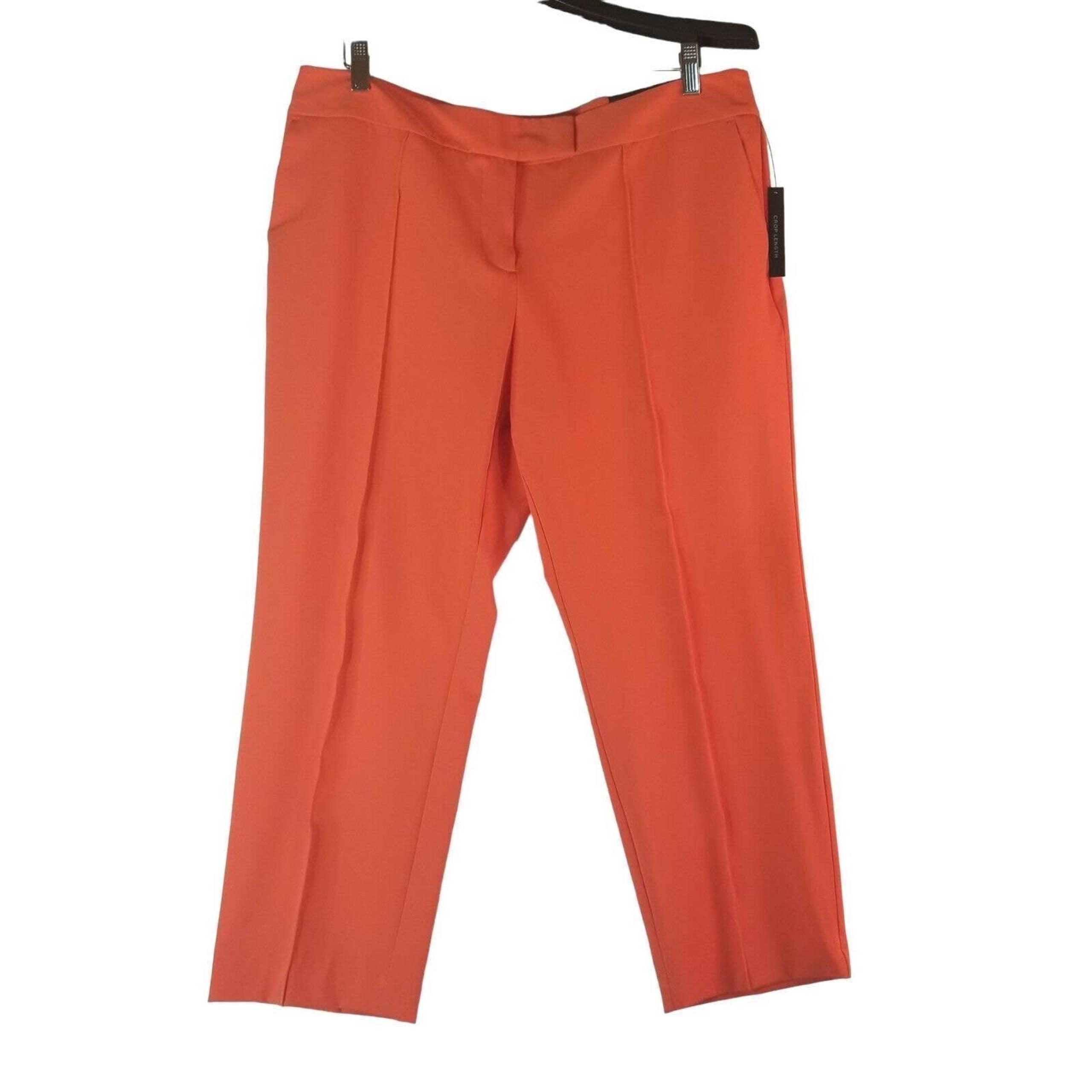 Worthington Dress Womens Pants 14 Crop Modern Fit Polyester Stretch Orange 38x25