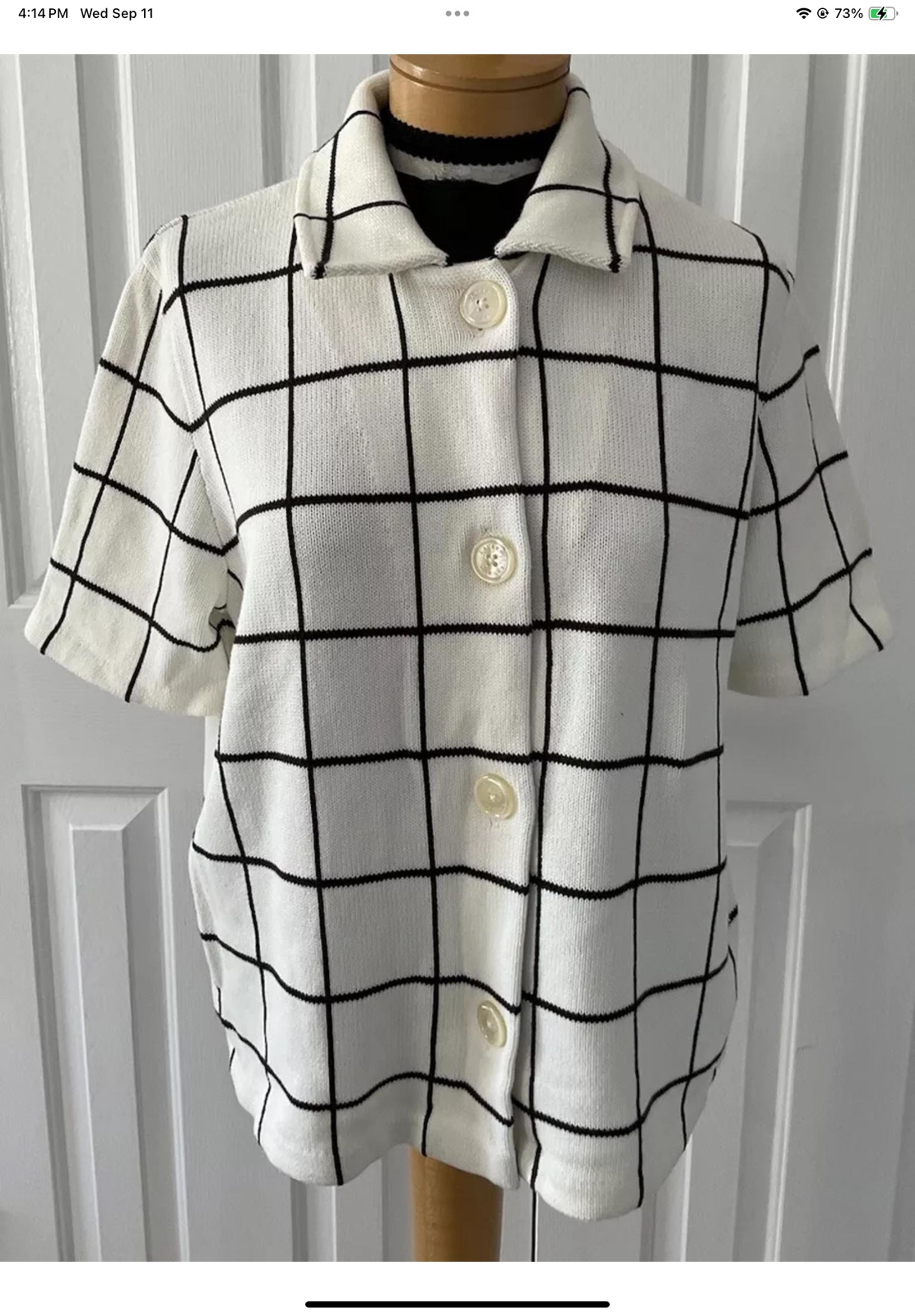 Lauren Ralph Lauren Window Pane Sweater/Cardigan Short Sleeves Women’s Sz XL