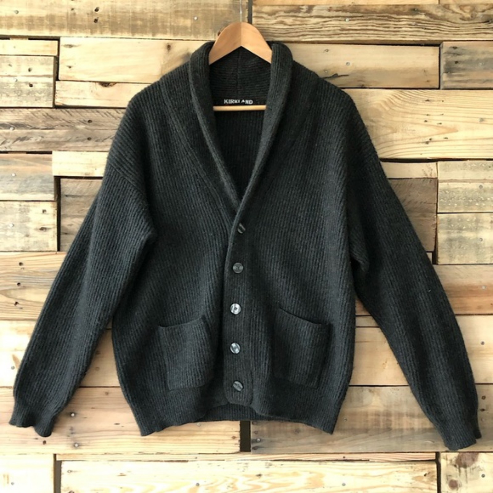 charcoal cashmere cardigan sz L