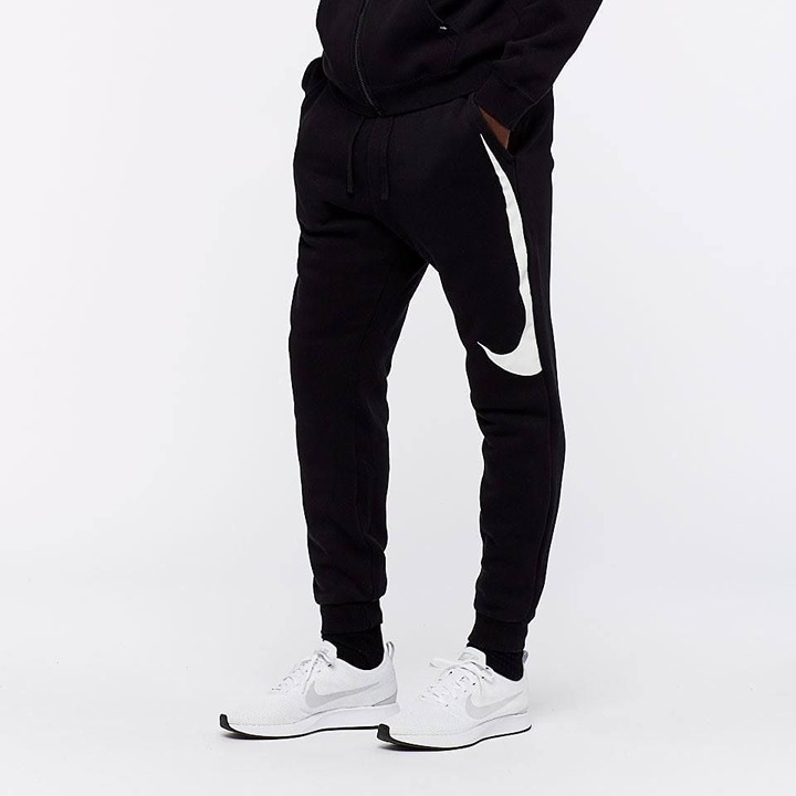 Nike Sportswear Mens L Black Hybrid Big Swoosh Athletic Workout Joggers