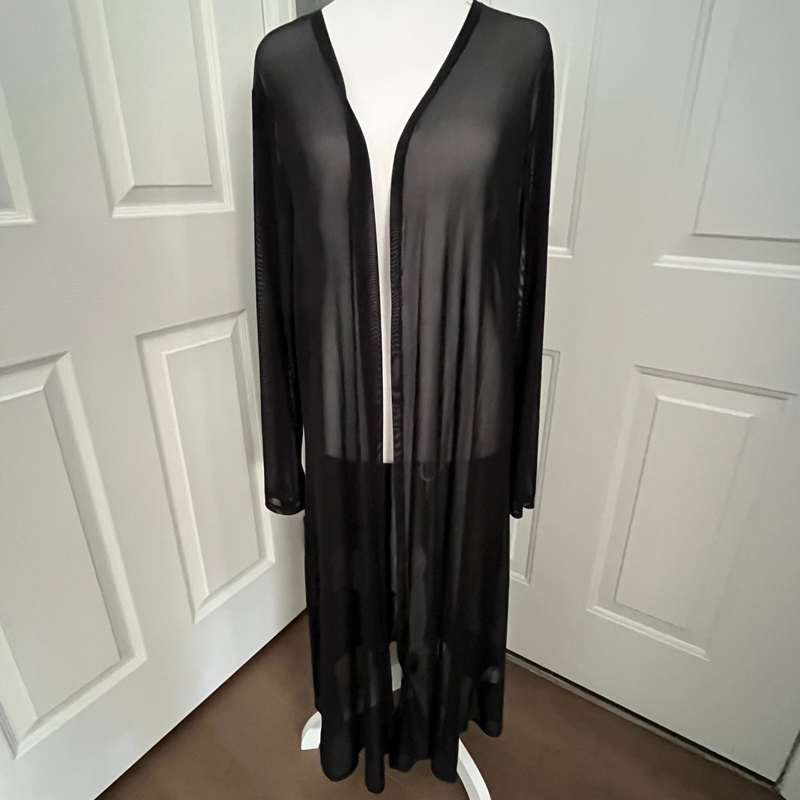 NEW ORIGAMI By Vivian M Mesh Black Cardigan Duster Shabby Chic Tulle Boho Witch
