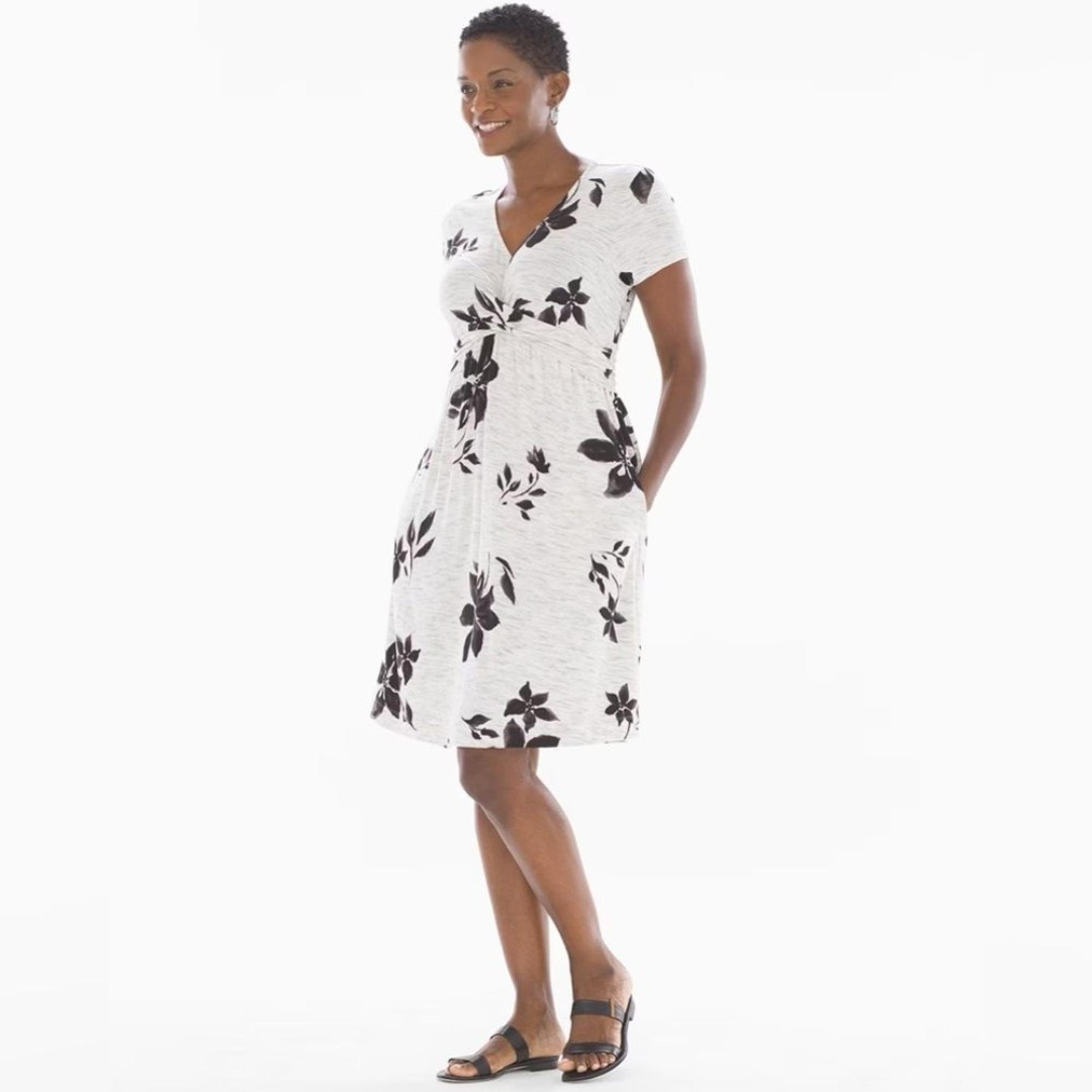 SOMA Short Sleeve Wrap Dress Optimism Floral Marble Size Medium NWT