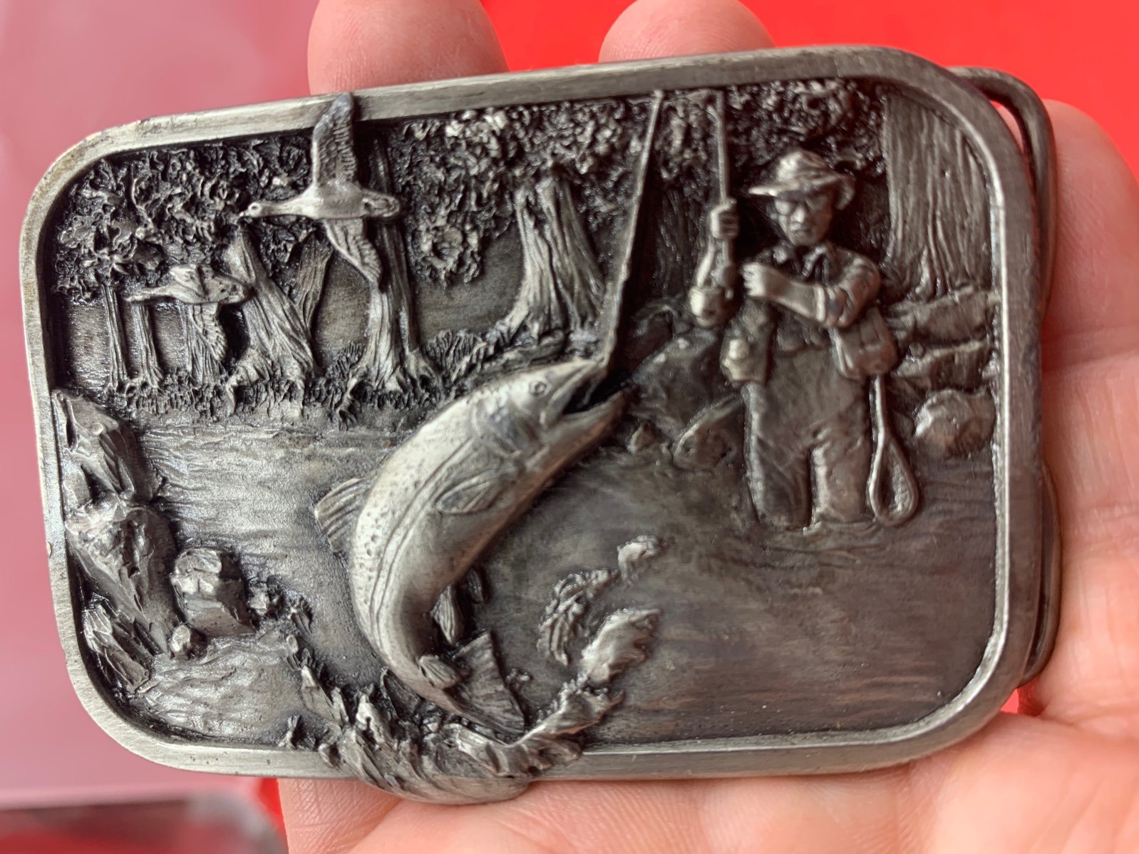 Vintage 3D Siskiyou fishing belt buckle